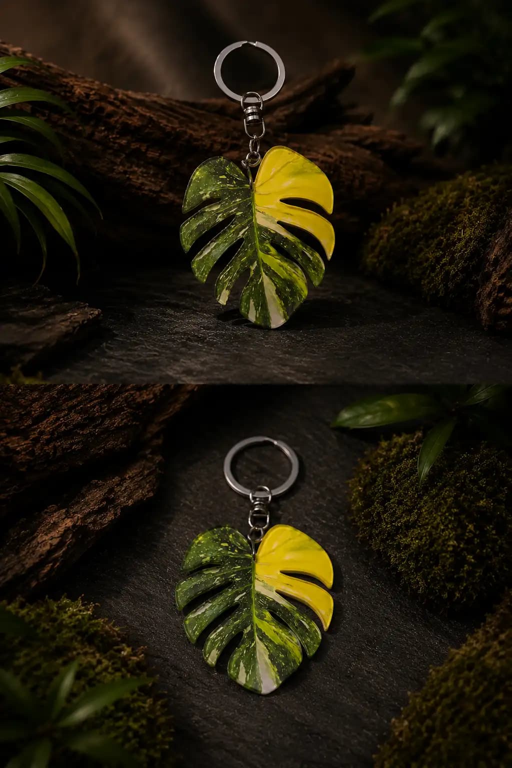 Monstera Miracle Tricolor Leaf Keychain