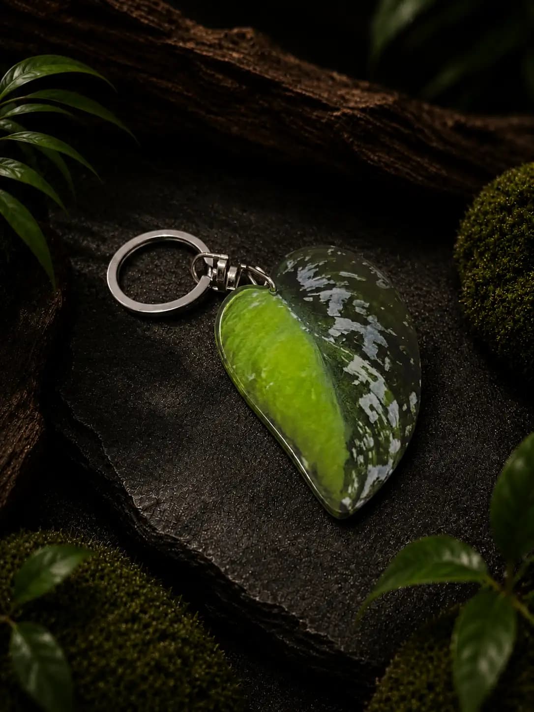 Scindapsus Argyraeus Leaf Keychain